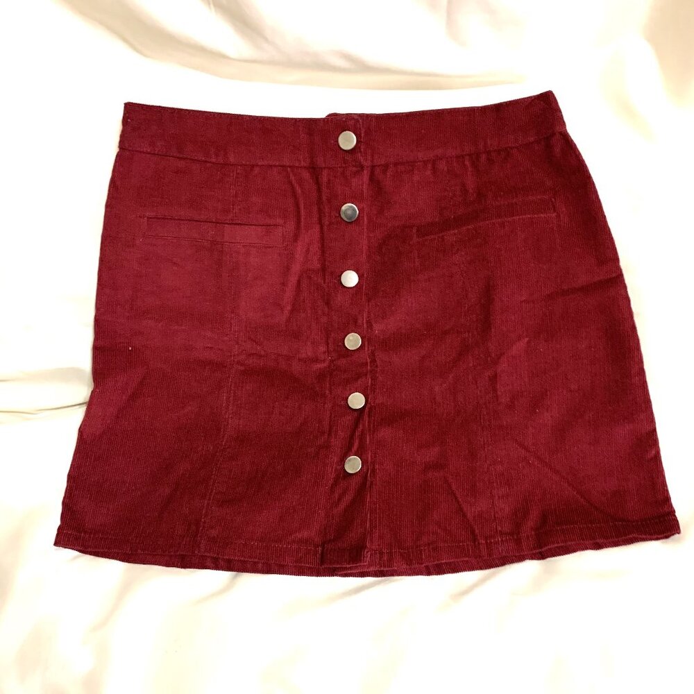 Wine Corduroy Mini Skirt Size Large